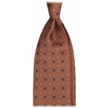 Viola Milano - Mix Floral Handprinted Selftipped Silk Tie - Cappuccino Mix - Handmade in Italy - Luxury Exclusive Collection