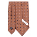 Viola Milano - Cravatta in Seta con Motivo Floreale - Mix Cappuccino - Handmade in Italy - Luxury Exclusive Collection