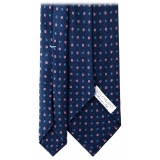 Viola Milano - Cravatta in Seta con Motivo Floreale Misto - Blu Navy/Rosa - Handmade in Italy - Luxury Exclusive Collection