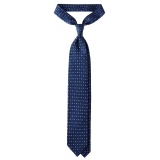 Viola Milano - Cravatta in Seta con Motivo Floreale Misto - Blu Navy/Rosa - Handmade in Italy - Luxury Exclusive Collection