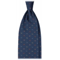 Viola Milano - Cravatta in Seta Italiana con Motivo Floreale - Blu Navy - Handmade in Italy - Luxury Exclusive Collection