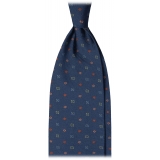 Viola Milano - Cravatta in Seta Italiana con Motivo Floreale - Blu Navy - Handmade in Italy - Luxury Exclusive Collection