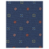 Viola Milano - Cravatta in Seta Italiana con Motivo Floreale - Blu Navy - Handmade in Italy - Luxury Exclusive Collection