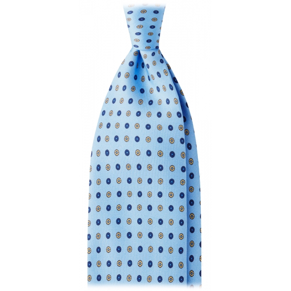 Viola Milano - Cravatta in Seta con Motivo Floreale Misto - Azzurro - Handmade in Italy - Luxury Exclusive Collection
