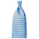 Viola Milano - Cravatta in Seta con Motivo Floreale Misto - Azzurro - Handmade in Italy - Luxury Exclusive Collection