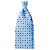 Viola Milano - Cravatta in Seta con Motivo Floreale Misto - Azzurro - Handmade in Italy - Luxury Exclusive Collection
