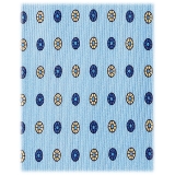 Viola Milano - Cravatta in Seta con Motivo Floreale Misto - Azzurro - Handmade in Italy - Luxury Exclusive Collection