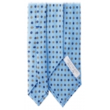 Viola Milano - Cravatta in Seta con Motivo Floreale Misto - Azzurro - Handmade in Italy - Luxury Exclusive Collection