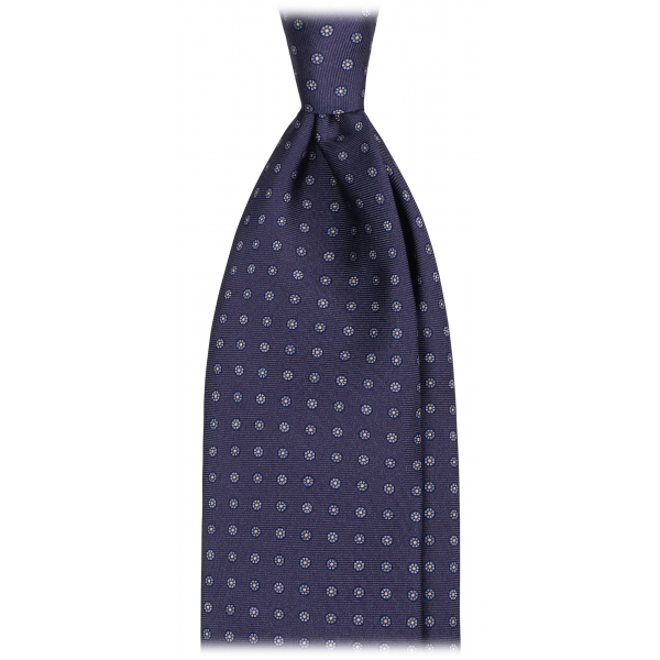 Viola Milano - Cravatta in Seta con Motivo Floreale Misto - Navy Mix - Handmade in Italy - Luxury Exclusive Collection