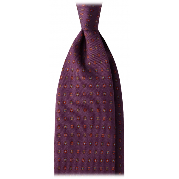 Viola Milano - Cravatta in Seta con Motivo Floreale Misto - Vino - Handmade in Italy - Luxury Exclusive Collection