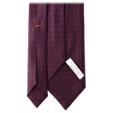 Viola Milano - Cravatta in Seta con Motivo Floreale Misto - Vino - Handmade in Italy - Luxury Exclusive Collection
