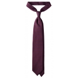 Viola Milano - Cravatta in Seta con Motivo Floreale Misto - Vino - Handmade in Italy - Luxury Exclusive Collection