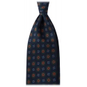 Viola Milano - Cravatta in Seta con Stampa a Mano di Fiori Misti - Blu Navy - Handmade in Italy - Luxury Exclusive Collection