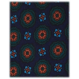 Viola Milano - Cravatta in Seta con Stampa a Mano di Fiori Misti - Blu Navy - Handmade in Italy - Luxury Exclusive Collection