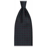 Viola Milano - Mix Flower Handprinted Ancient Madder Silk Tie - Green - Handmade in Italy - Luxury Exclusive Collection
