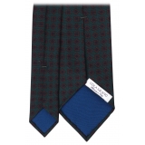 Viola Milano - Mix Flower Handprinted Ancient Madder Silk Tie - Green - Handmade in Italy - Luxury Exclusive Collection