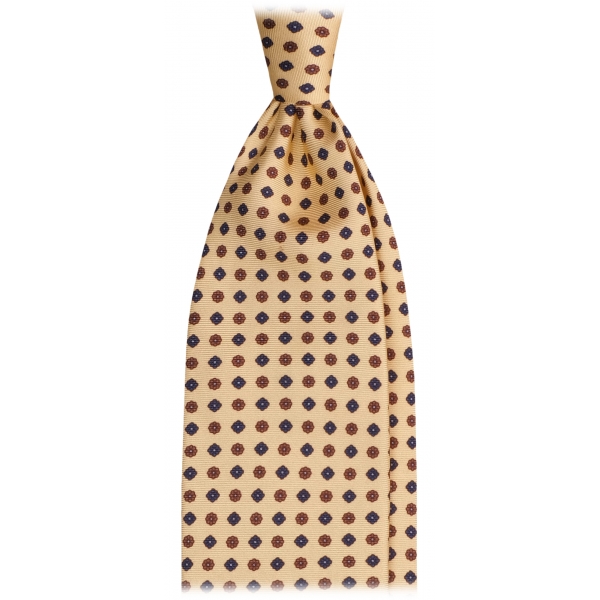 Viola Milano - Cravatta in Seta Italiana con Motivo a Fiori Misti - Giallo - Handmade in Italy - Luxury Exclusive Collection