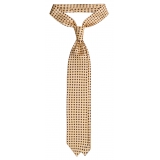 Viola Milano - Mix Flower Selftipped Italian Silk Tie - Yellow - Handmade in Italy - Luxury Exclusive Collection