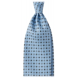 Viola Milano - Cravatta in Seta con Motivo a Fiori Misti - Azzurro Chiaro - Handmade in Italy - Luxury Exclusive Collection