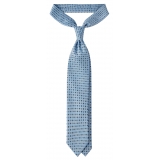 Viola Milano - Cravatta in Seta con Motivo a Fiori Misti - Azzurro Chiaro - Handmade in Italy - Luxury Exclusive Collection