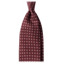 Viola Milano - Cravatta in Seta con Motivo a Fiori Misti - Vino/Rosa - Handmade in Italy - Luxury Exclusive Collection