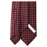 Viola Milano - Cravatta in Seta con Motivo a Fiori Misti - Vino/Rosa - Handmade in Italy - Luxury Exclusive Collection