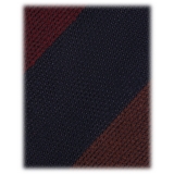 Viola Milano - Cravatta a Righe Miste a 3 Pieghe - Blu Navy/Marrone - Handmade in Italy - Luxury Exclusive Collection
