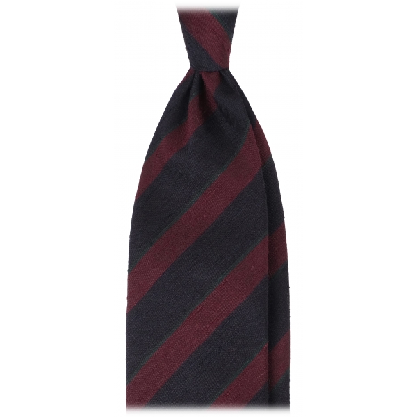 Viola Milano - Cravatta in Shantung Intrecciata a Righe Miste - Mix Navy - Handmade in Italy - Luxury Exclusive Collection