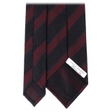 Viola Milano - Cravatta in Shantung Intrecciata a Righe Miste - Mix Navy - Handmade in Italy - Luxury Exclusive Collection