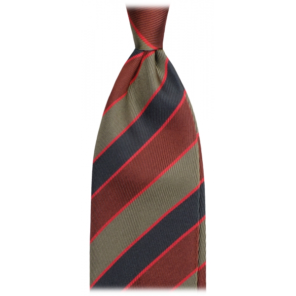 Viola Milano - Mix Stripe Handrolled Woven Silk Tie - Olive Mix - Handmade in Italy - Luxury Exclusive Collection