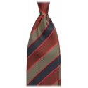Viola Milano - Mix Stripe Handrolled Woven Silk Tie - Olive Mix - Handmade in Italy - Luxury Exclusive Collection