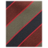 Viola Milano - Mix Stripe Handrolled Woven Silk Tie - Olive Mix - Handmade in Italy - Luxury Exclusive Collection