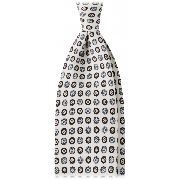 Viola Milano - Moon Bloom Untipped Silk Tie - White - Handmade in Italy - Luxury Exclusive Collection