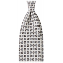 Viola Milano - Moon Bloom Untipped Silk Tie - White - Handmade in Italy - Luxury Exclusive Collection