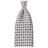 Viola Milano - Moon Bloom Untipped Silk Tie - White - Handmade in Italy - Luxury Exclusive Collection
