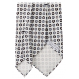 Viola Milano - Cravatta in seta Moon Bloom senza risvolto - Bianca - Handmade in Italy - Luxury Exclusive Collection