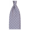 Viola Milano - Cravatta in Seta con Motivo Floreale a Mosaico - Navy - Handmade in Italy - Luxury Exclusive Collection