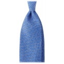Viola Milano - Cravatta a 3 Pieghe a Mosaico in 100% Cashmere - Blu Ghiaccio - Handmade in Italy - Luxury Exclusive Collection