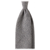 Viola Milano - Cravatta a 3 Pieghe a Mosaico in 100% Cashmere - Grigio - Handmade in Italy - Luxury Exclusive Collection