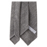 Viola Milano - Cravatta a 3 Pieghe a Mosaico in 100% Cashmere - Grigio - Handmade in Italy - Luxury Exclusive Collection