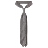 Viola Milano - Cravatta a 3 Pieghe a Mosaico in 100% Cashmere - Grigio - Handmade in Italy - Luxury Exclusive Collection