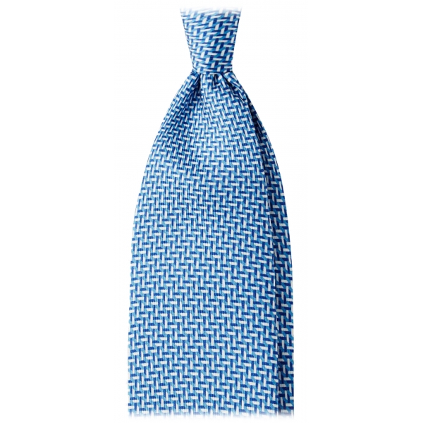 Viola Milano - Mosaic Pattern Selftipped Italian Silk Tie - Sea Mix - Handmade in Italy - Luxury Exclusive Collection