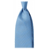 Viola Milano - Mosaic Pattern Selftipped Italian Silk Tie - Sea Mix - Handmade in Italy - Luxury Exclusive Collection