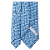 Viola Milano - Mosaic Pattern Selftipped Italian Silk Tie - Sea Mix - Handmade in Italy - Luxury Exclusive Collection