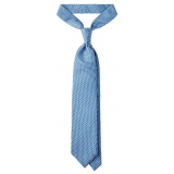 Viola Milano - Mosaic Pattern Selftipped Italian Silk Tie - Sea Mix - Handmade in Italy - Luxury Exclusive Collection