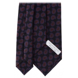 Viola Milano - Mottram Paisley Selftipped Italian Silk Tie - Midnight - Handmade in Italy - Luxury Exclusive Collection