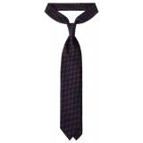 Viola Milano - Mottram Paisley Selftipped Italian Silk Tie - Midnight - Handmade in Italy - Luxury Exclusive Collection