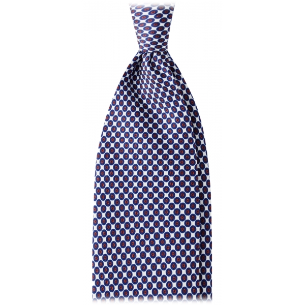 Viola Milano - Cravatta in Seta con Motivo Multi-Cerchio - Mix Navy - Handmade in Italy - Luxury Exclusive Collection