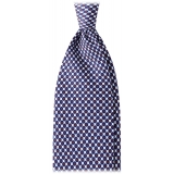 Viola Milano - Cravatta in Seta con Motivo Multi-Cerchio - Mix Navy - Handmade in Italy - Luxury Exclusive Collection