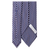 Viola Milano - Cravatta in Seta con Motivo Multi-Cerchio - Mix Navy - Handmade in Italy - Luxury Exclusive Collection